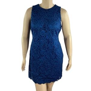 Sam Edelman Ocean Blue Lace Sheath Dress Bow Back 2X